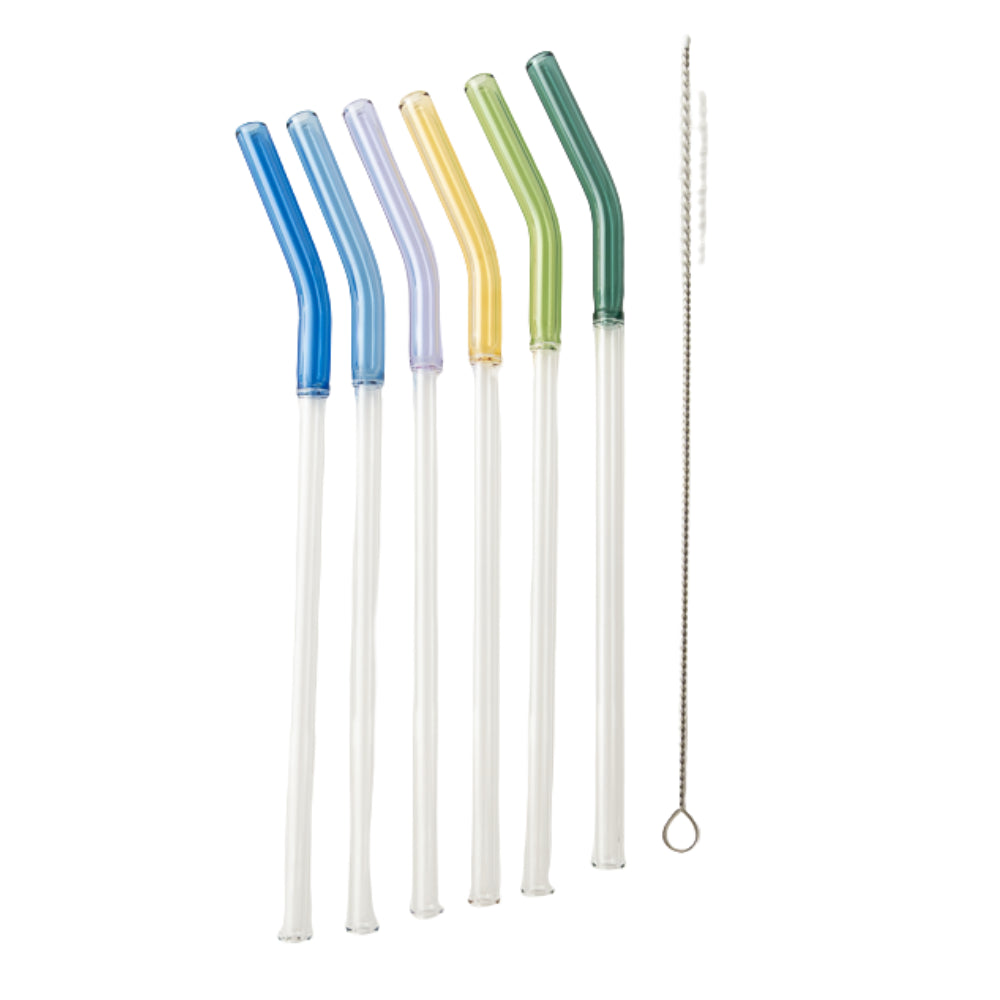 Indigo Series Glass Straw 6pk - SPRING